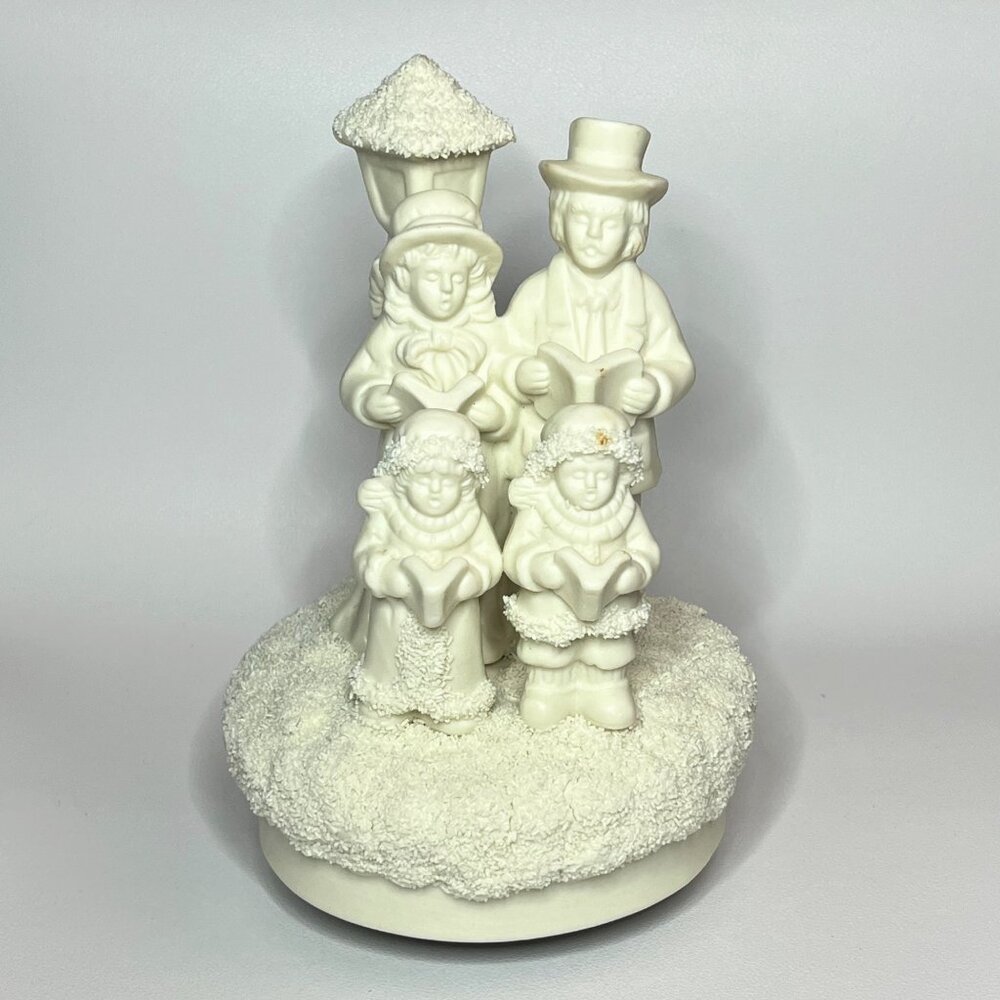 Vintage Wind-Up Musical Figurine Revolving Carolers "We Wish You a Merry Christm